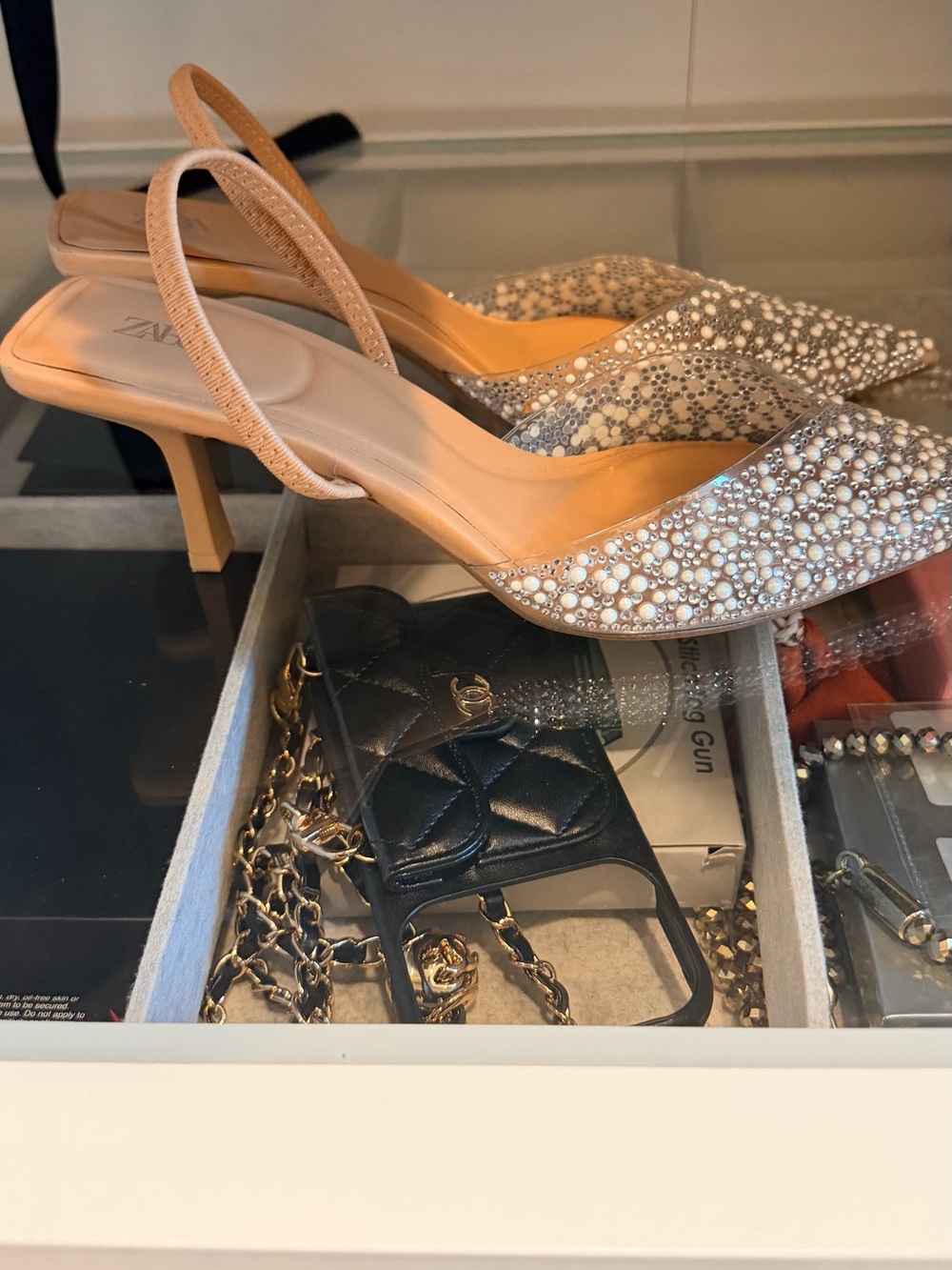 Zara Pearl-Embellished Pointed Slingback in Ivory - Picture 5 of 7